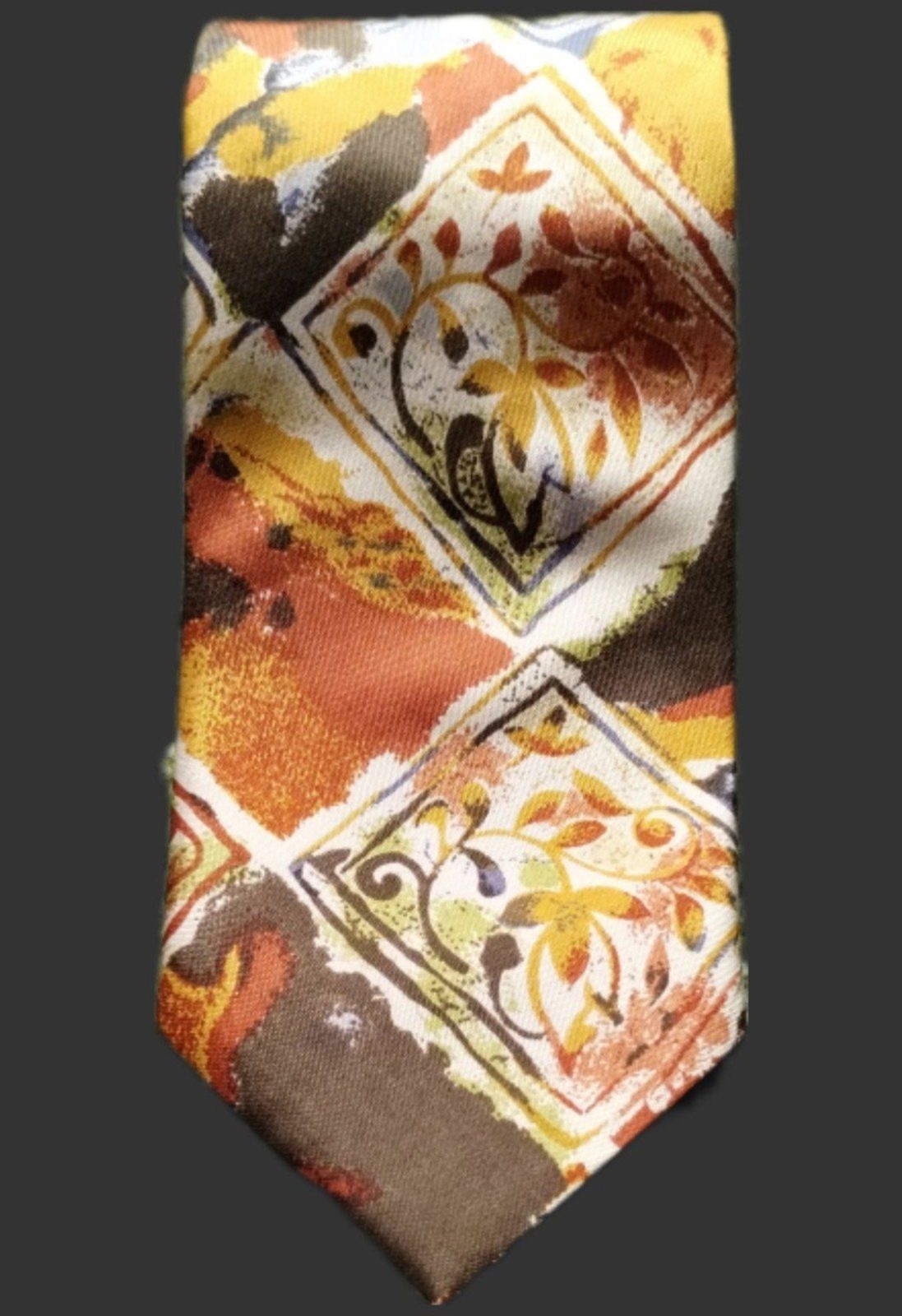 100% Thai Silk Tie Vintage Earth Tone Retro Batik Money Country Club Beatnick