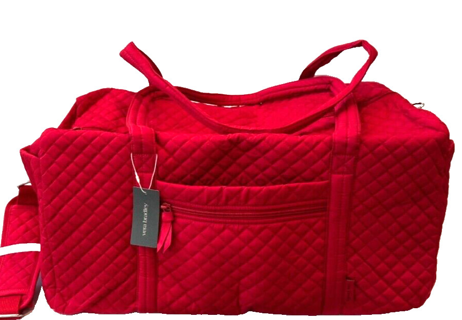 Vera Bradley Large Travel Duffel Bag Cardinal Red Quilted Cotton Carry On New