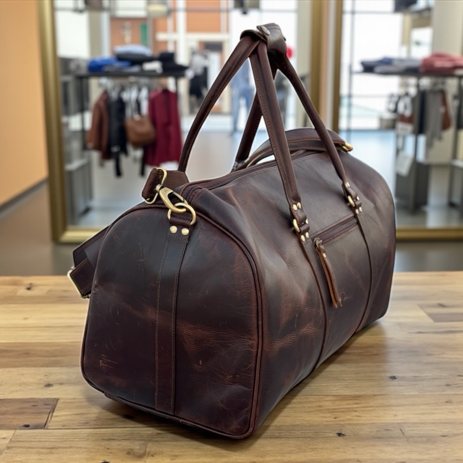 Leather Duffle Bag For Men Gym Bag With Shoe Compartment