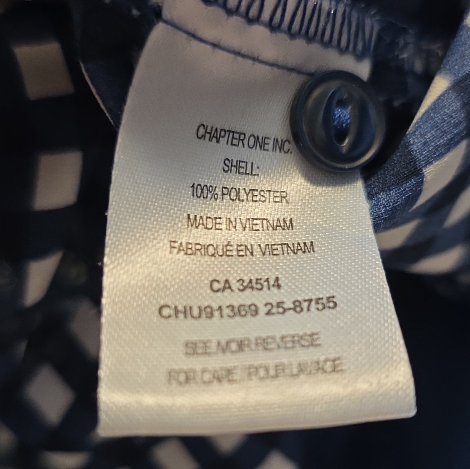 Tahari H. Women’s Blue/White Gingham V-Neck Sleeveless Ruffle Blouse Polyester L