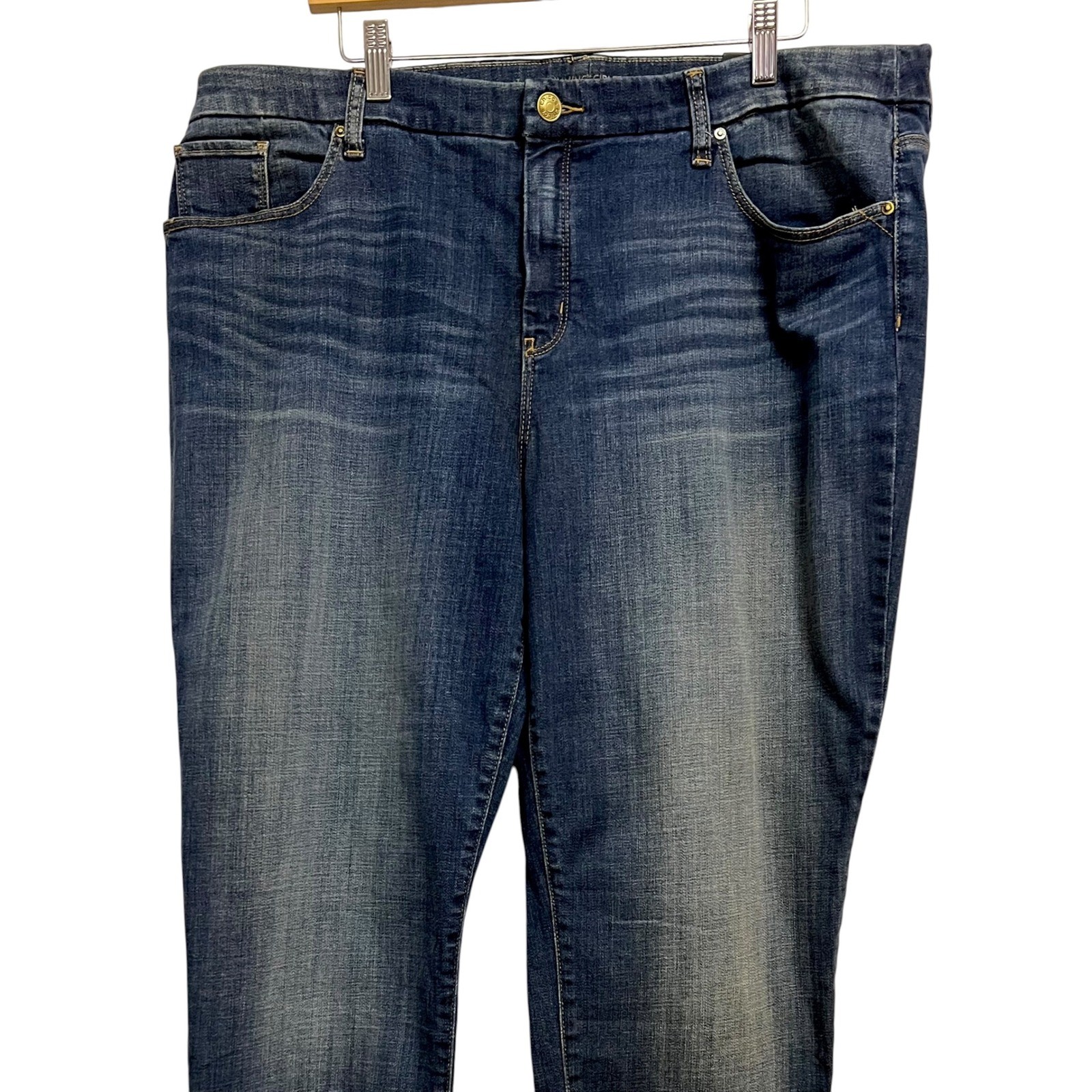Chico’s Girlfriend Ankle Jeans Womens 3.5 (18) Blue So Slimming Birkdale Indigo