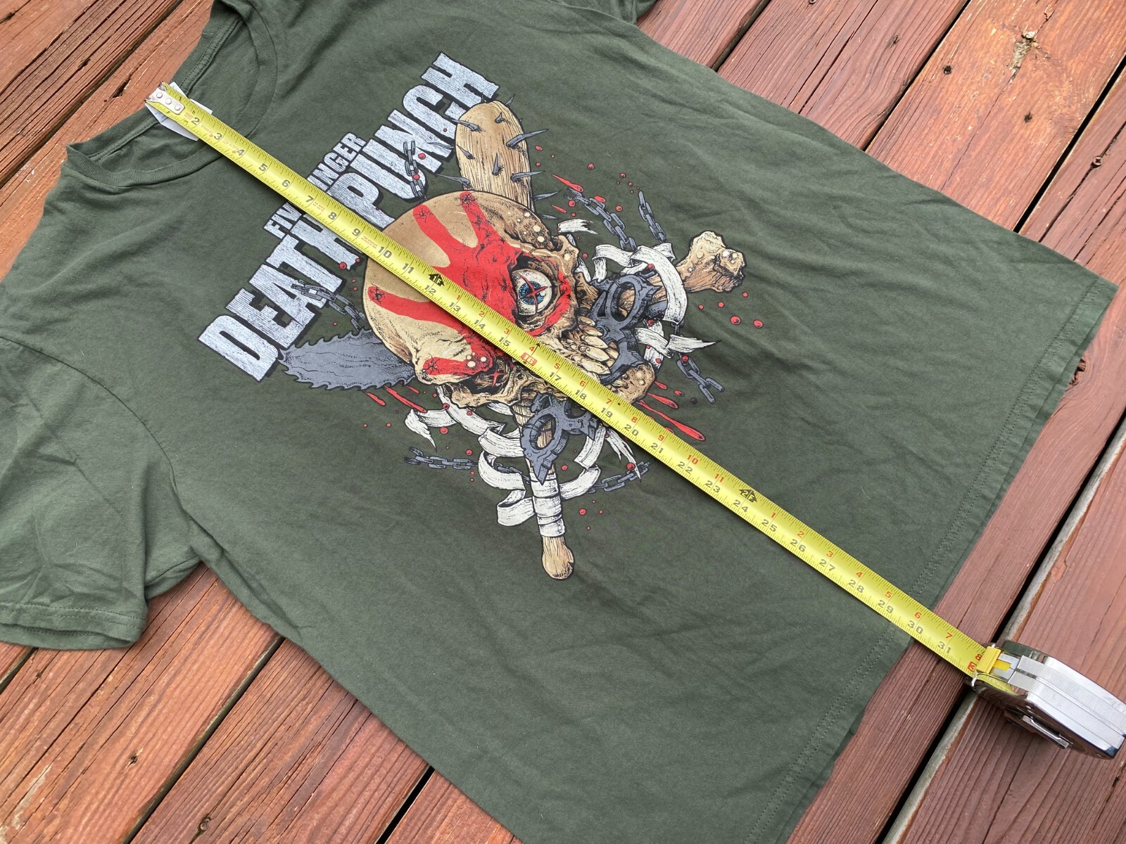 Five Finger Death Punch Warhead T-Shirt Olive Green Mens Size 2XL