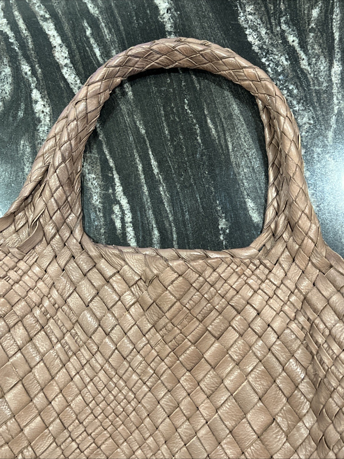 FALOR Italian Genuine Leather Handbag Woven Made in Italy w/ Attached Coin Purse