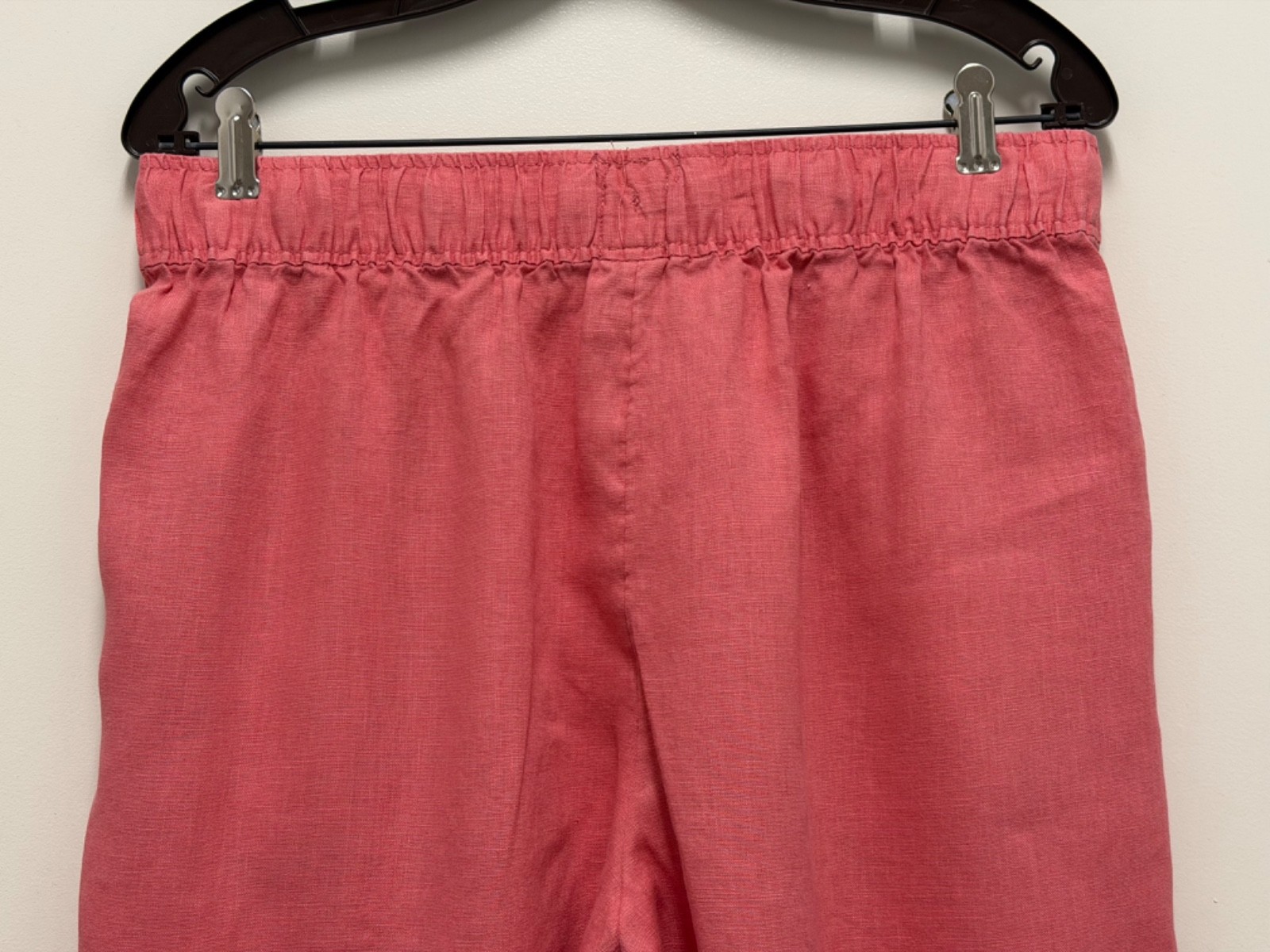 JOIE LINEN PANTS-Coral, Full Leg, Elastic Waistband, Drawstring, Pockets, Large