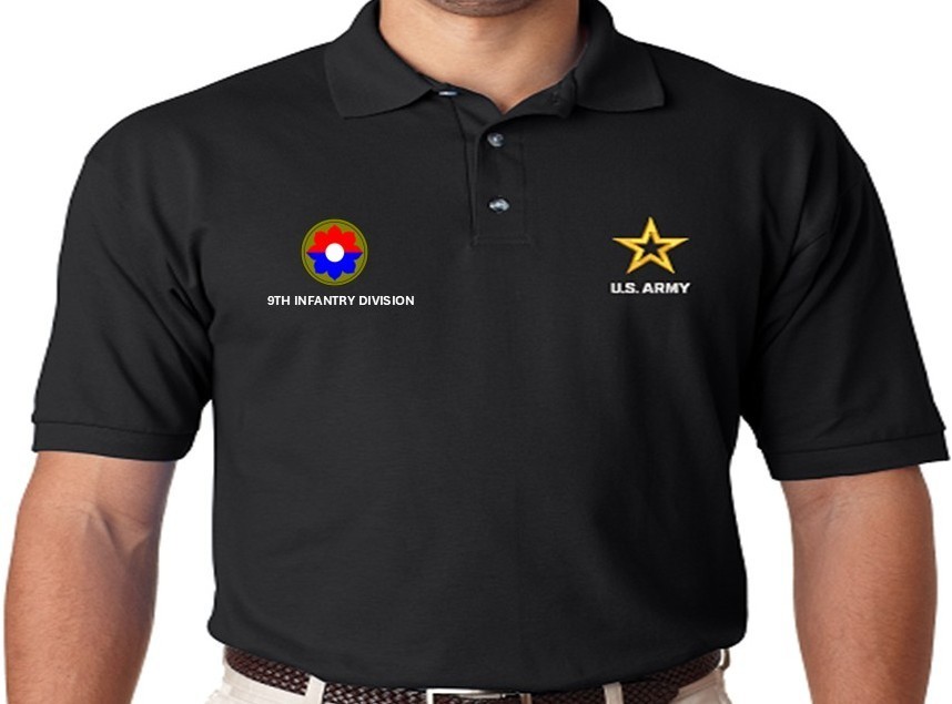 2ND INFANTRY DIVISION* ARMY LOGO*EMBROIDERED POLO. ARMY OFFICIALLY LICENSED