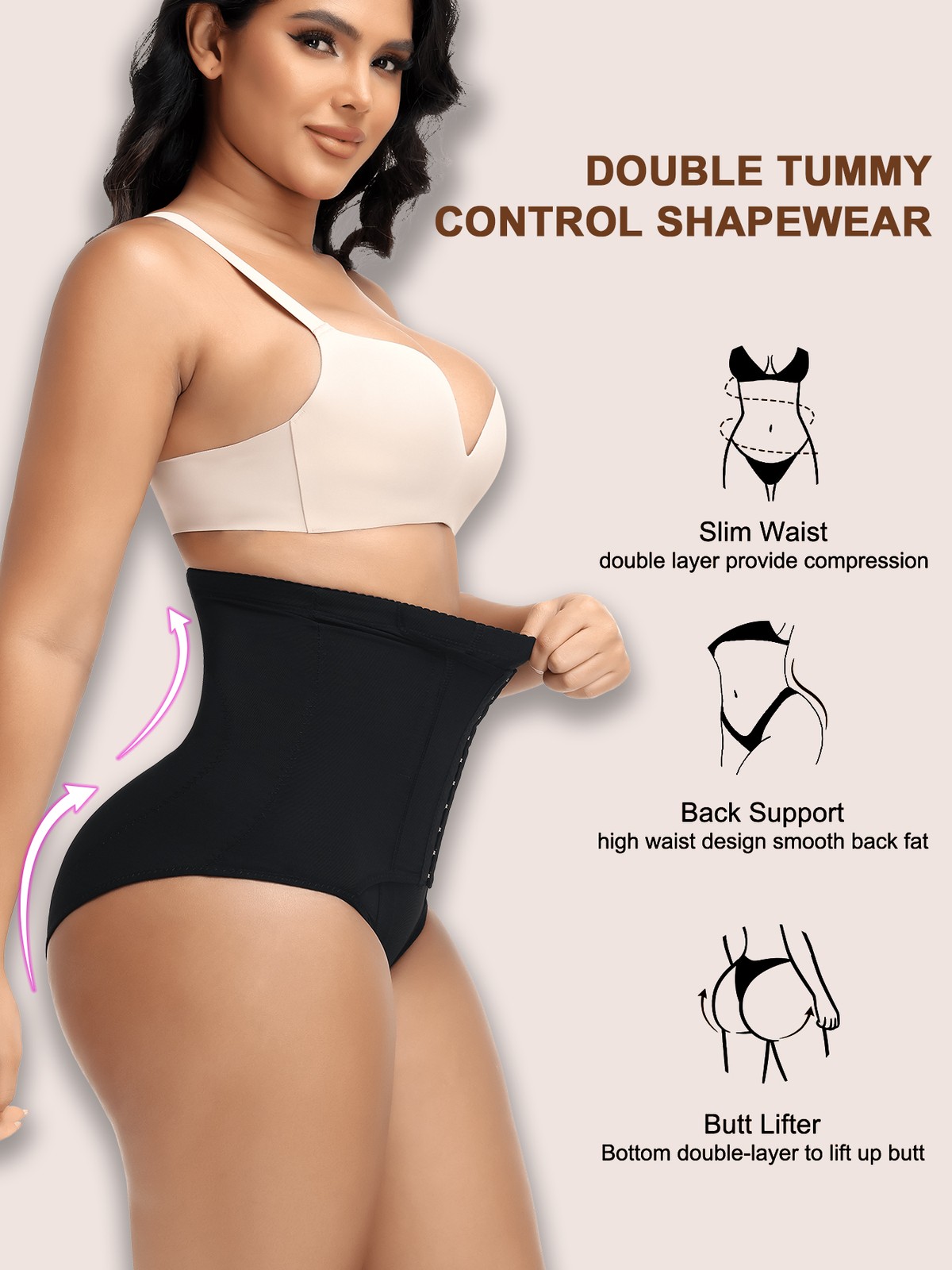 Women High Waisted Butt Lifter Shapewear Panty Girdle Tummy Control Body Shaper