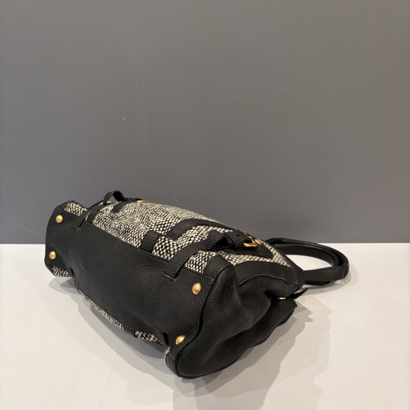 Miu Miu Handbag Grey Black Calfskin Tweed (xd031926a6)