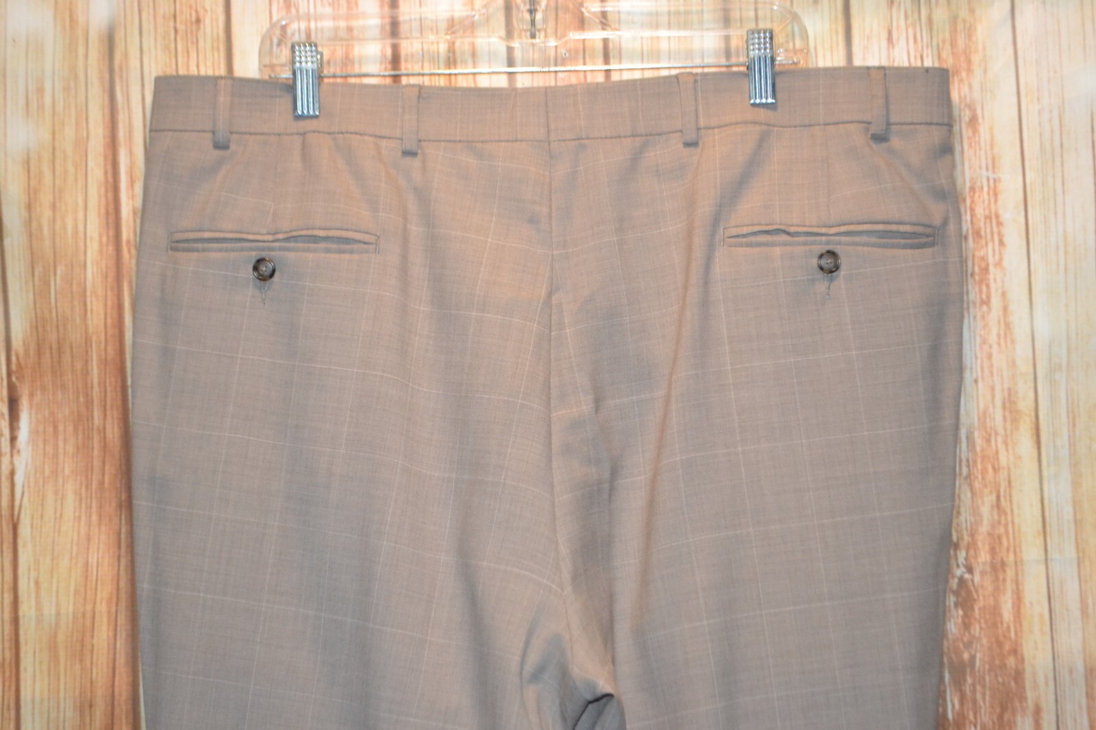 Nautica Men 100% Wool Gray Check 2 Front Button Suit Sz 46R Wst 40×30