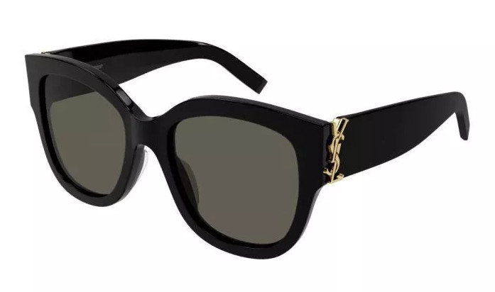 Saint Laurent SL M95/F 001 Black Gold Dark Grey Lenses Sunglasses AUTHENTIC
