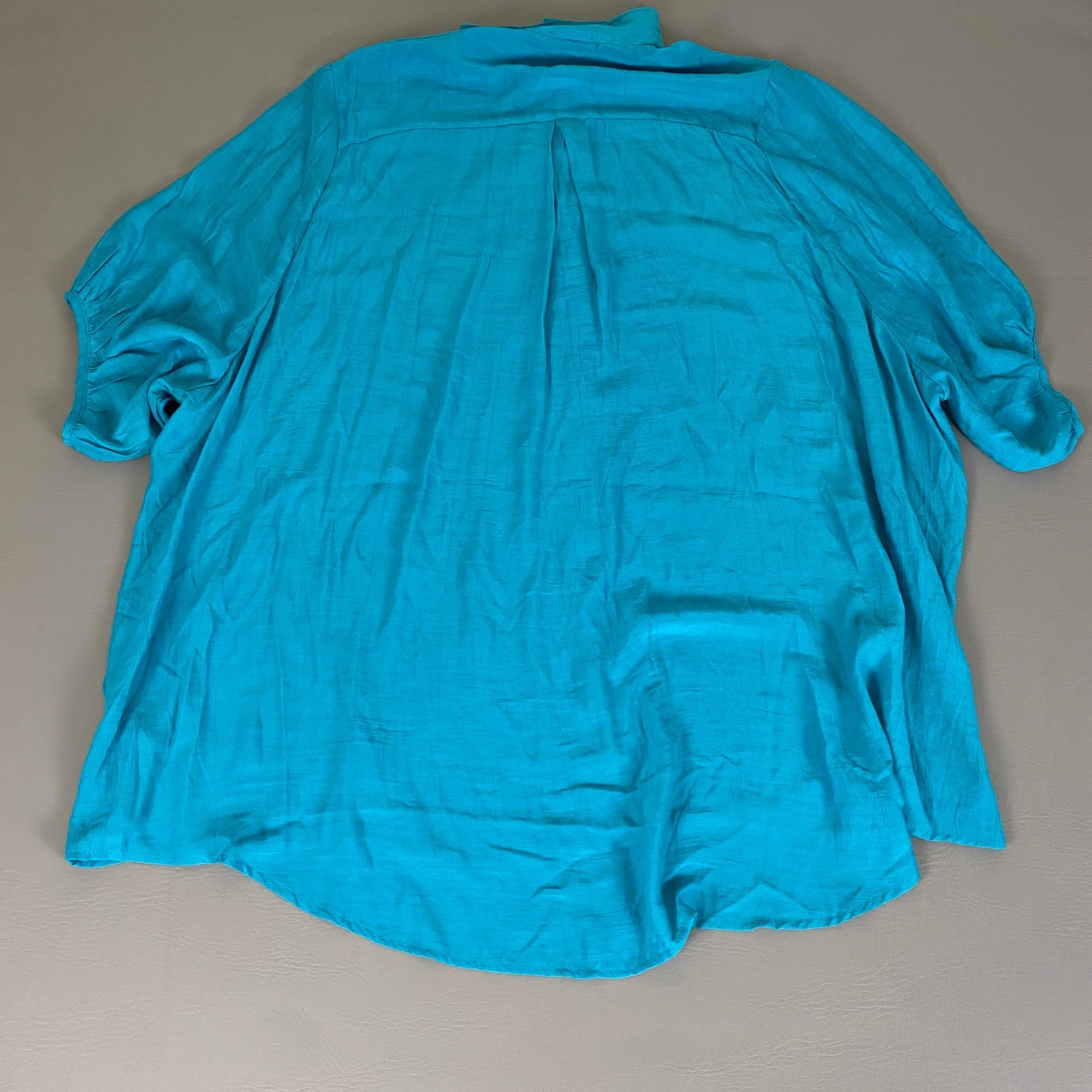 Avenue Blouse Top Women’s Plus Size 22/24 Turquoise Button Down 3/4 Sleeve NWT