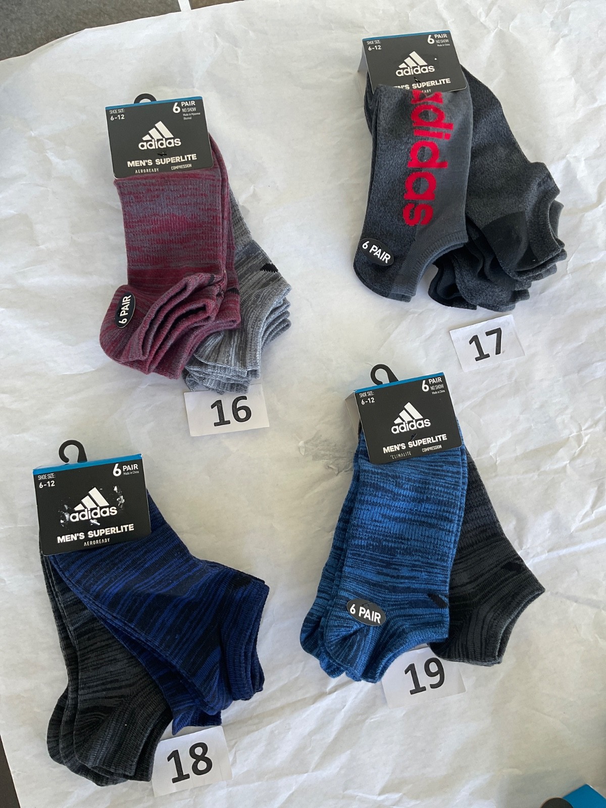 Adidas Low Cut No Show Crew Socks Men New Tags Black Gray White Blue Green