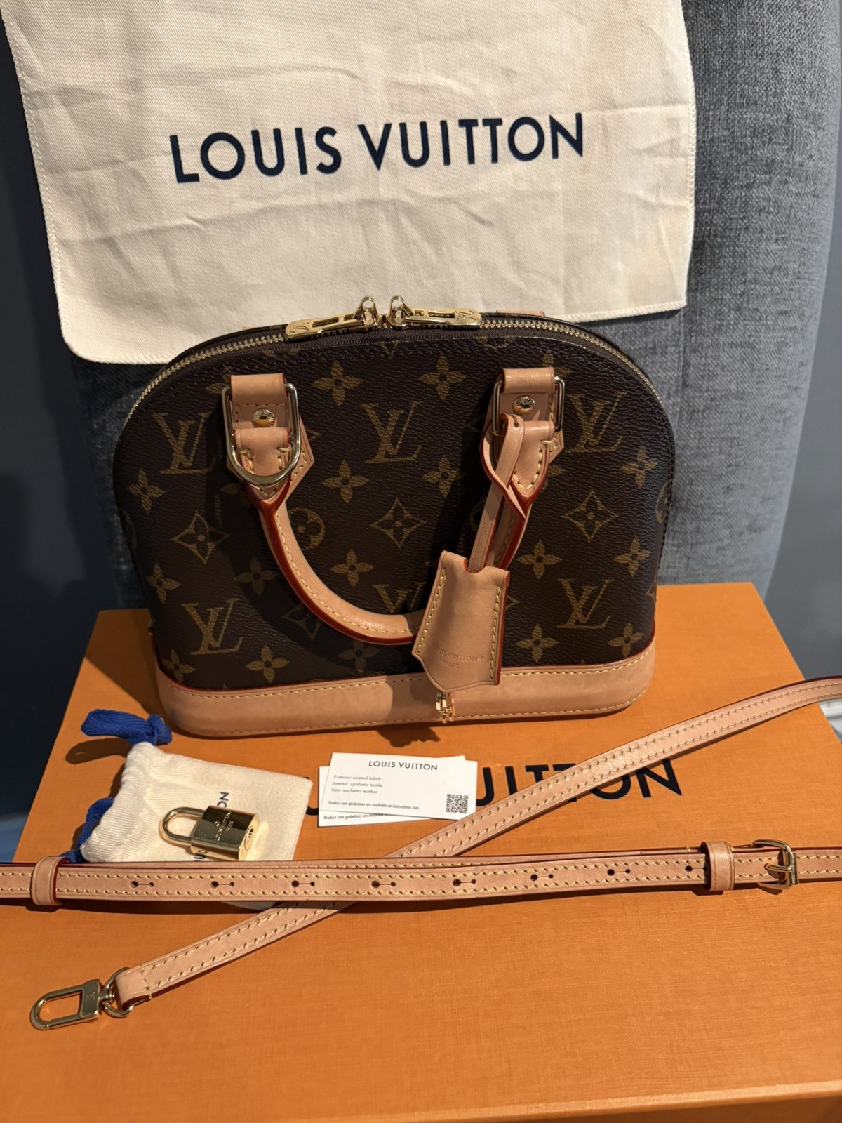 Louis Vuitton Alma Monogram Shoulder Bag BB Brown Canvas