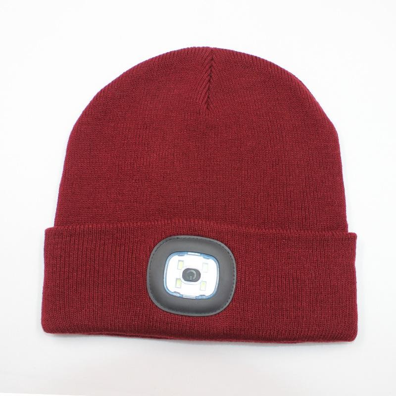 Winter Men Beanie Hat with LED Light Rechargeable Knitted Hat for Woman Cap Nigh