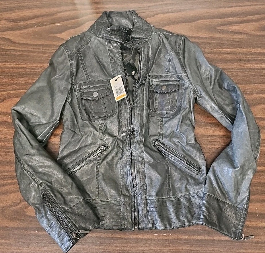 Maurices Faux Leather Jacket Size Small Olive 4M07L27 New With Tags Studio M