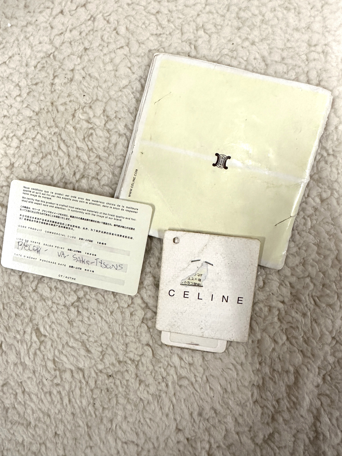Celine Brown Leather Handbag Handle Purse Satchel Horse Buggy Logo Dust Bag Tags