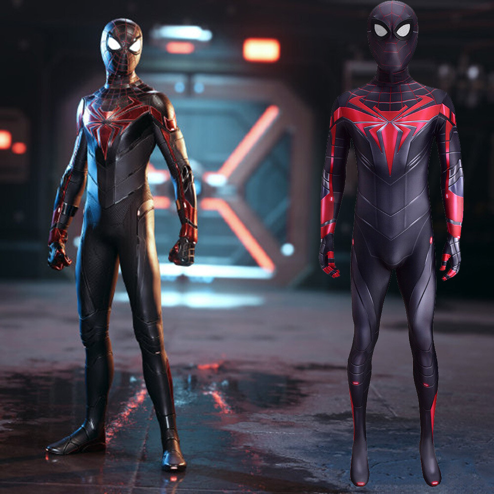 2021 Miles Morales Spiderman Jumpsuit Spider-man Cosplay Costume Suit Halloween