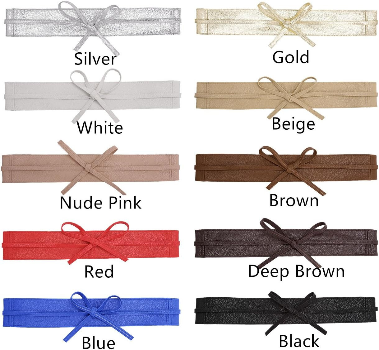 Women Soft PU Leather Obi Belt Self Tie Wrap Cinch Belt Fashion Bowknot Waistban