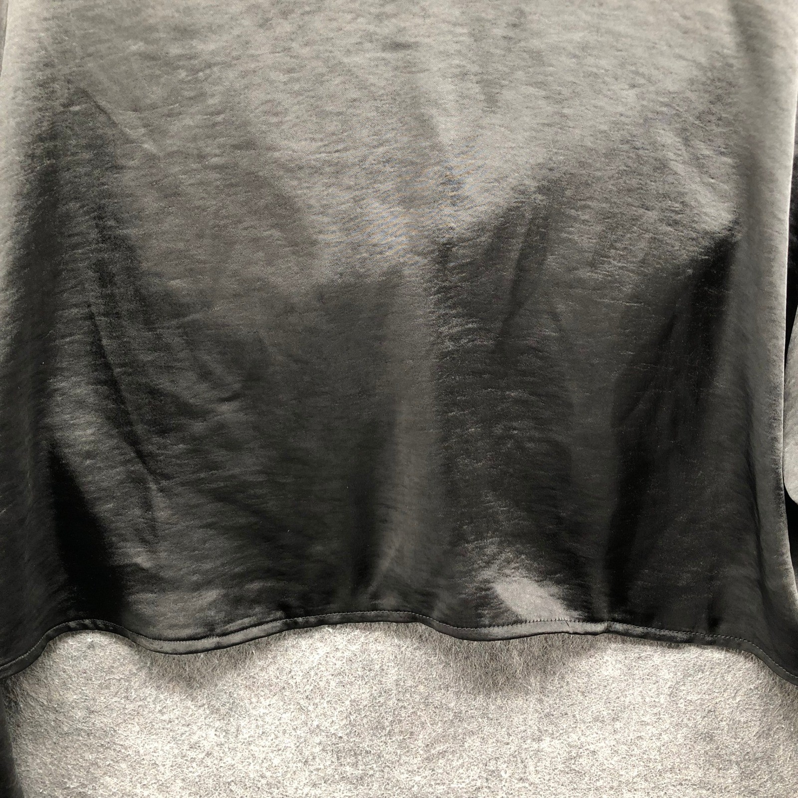 NWT Nasty Gal Satin Crop Top Womens 6 Black Long Sleeve Cowl Tie Back Boxy
