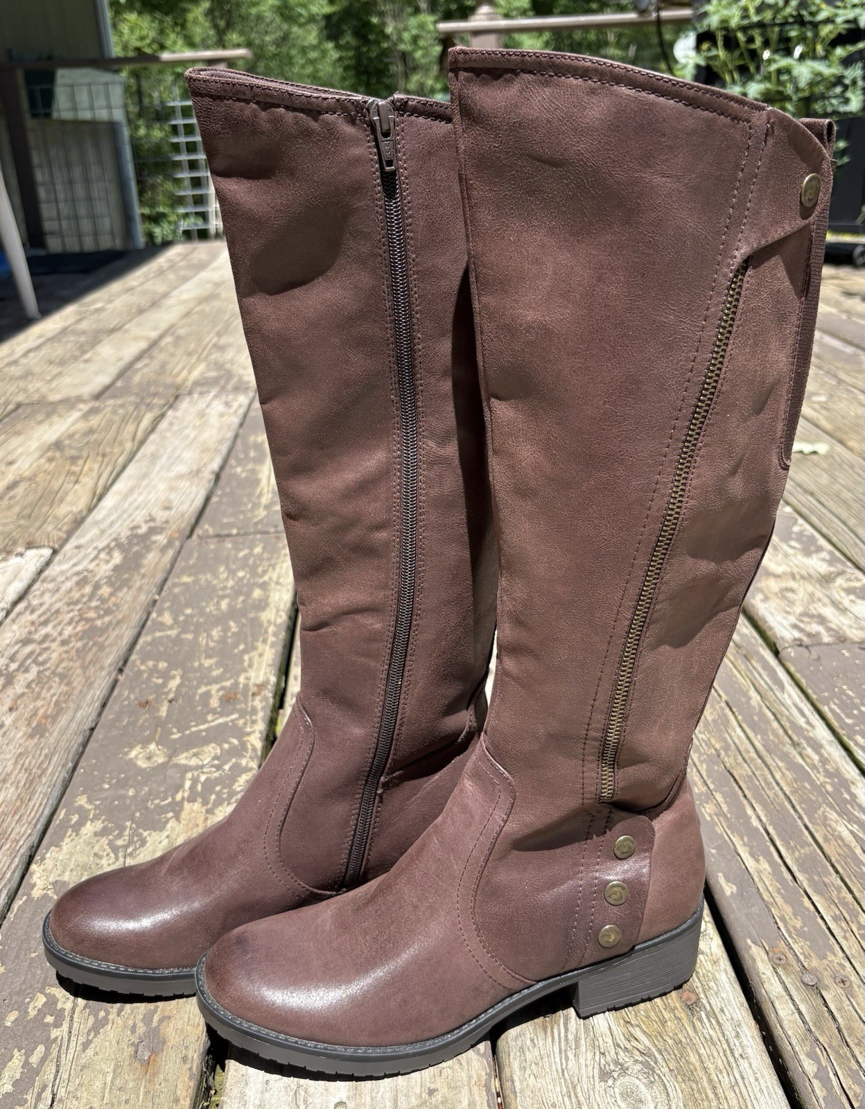 Bare Traps Brown Faux Leather Boots, Size 9.5