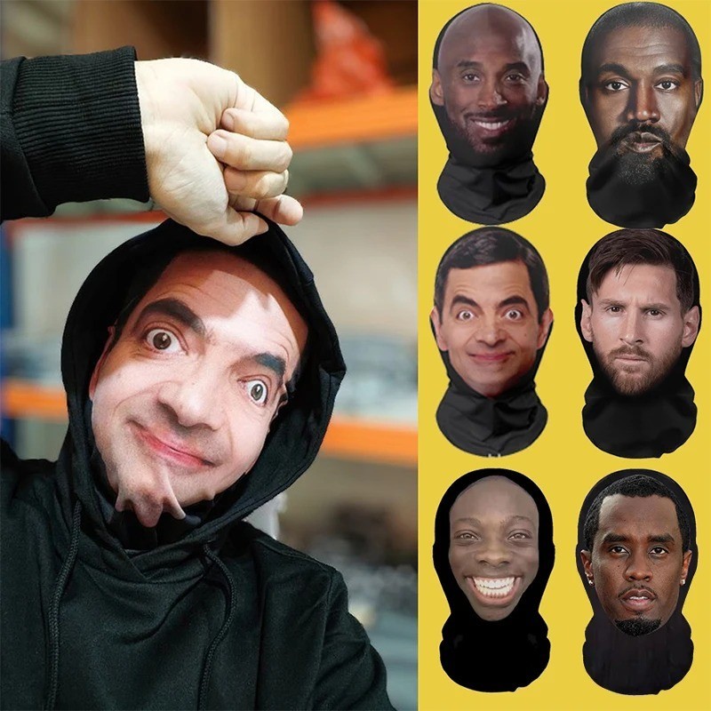 3D Celebrity Face Mask Funny Full Head Balaclava Cosplay Halloween Party Props