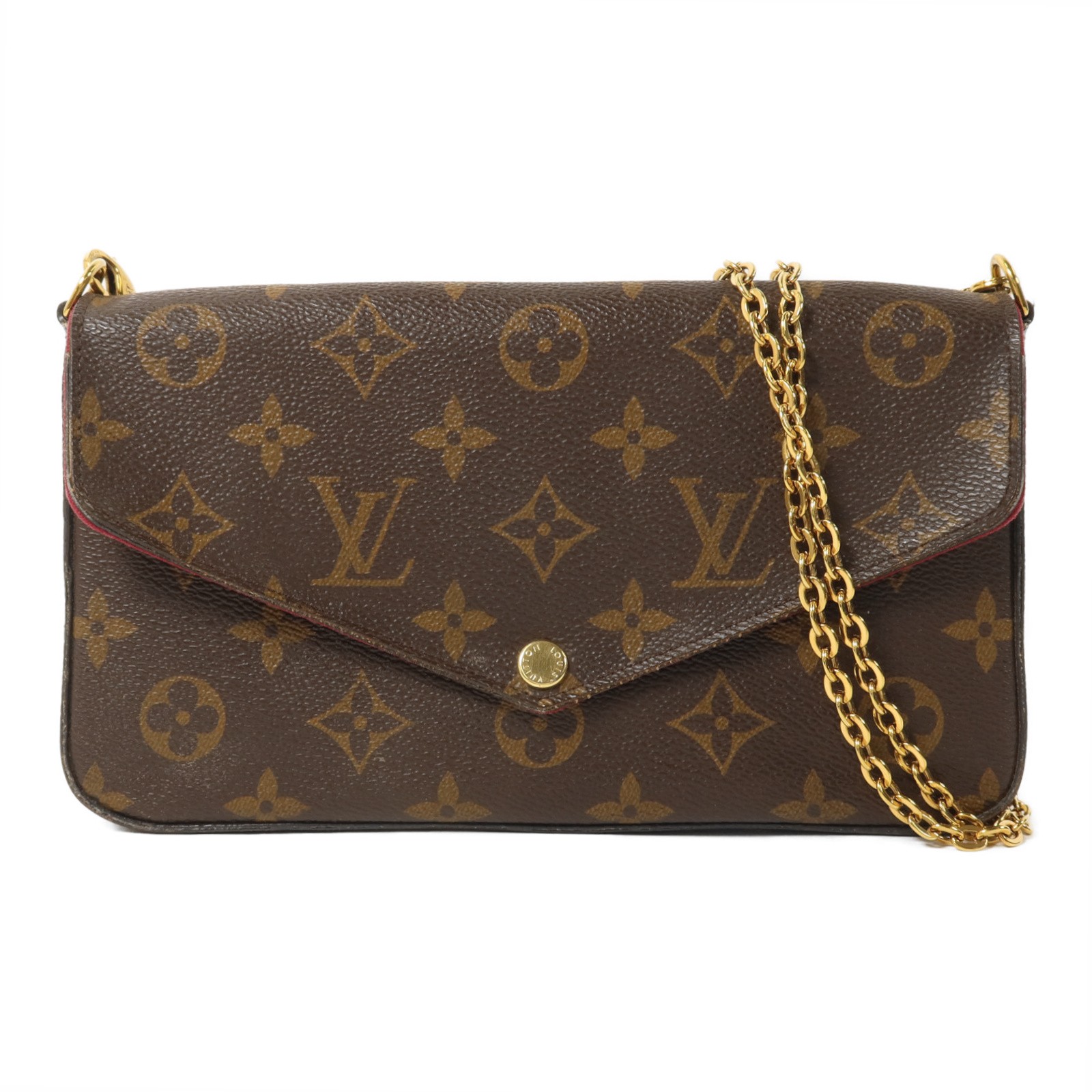 LOUIS VUITTON LV GHW Pochette Felicie Chain Shoulder M61276 Monogram Brown/Red