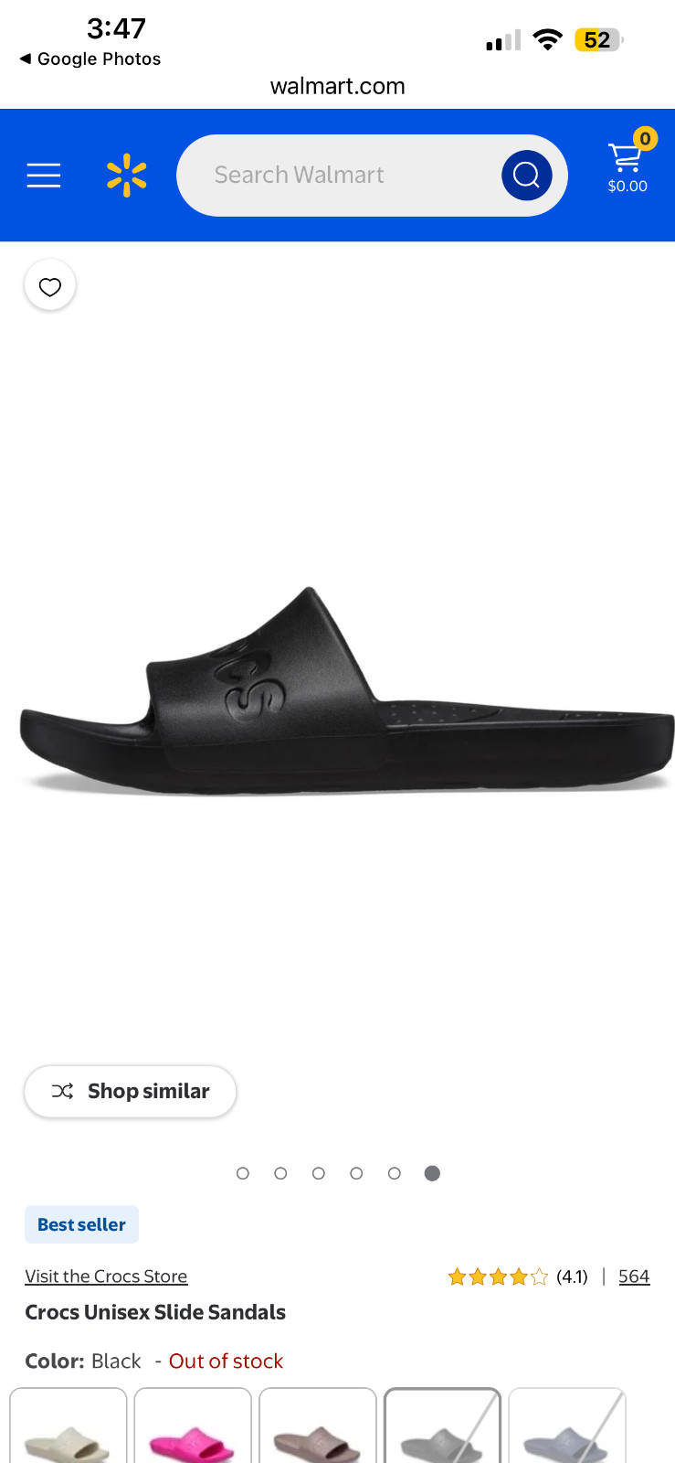 Crocs Slip on Slide Unisex Men 8 / Women 10 – Black( 210088-001)