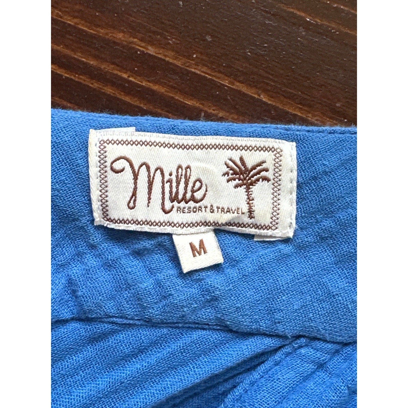 Mille Double Gauze Resort Wear Midi Ruffle Sleeve Dress M Royal Blue Vacation