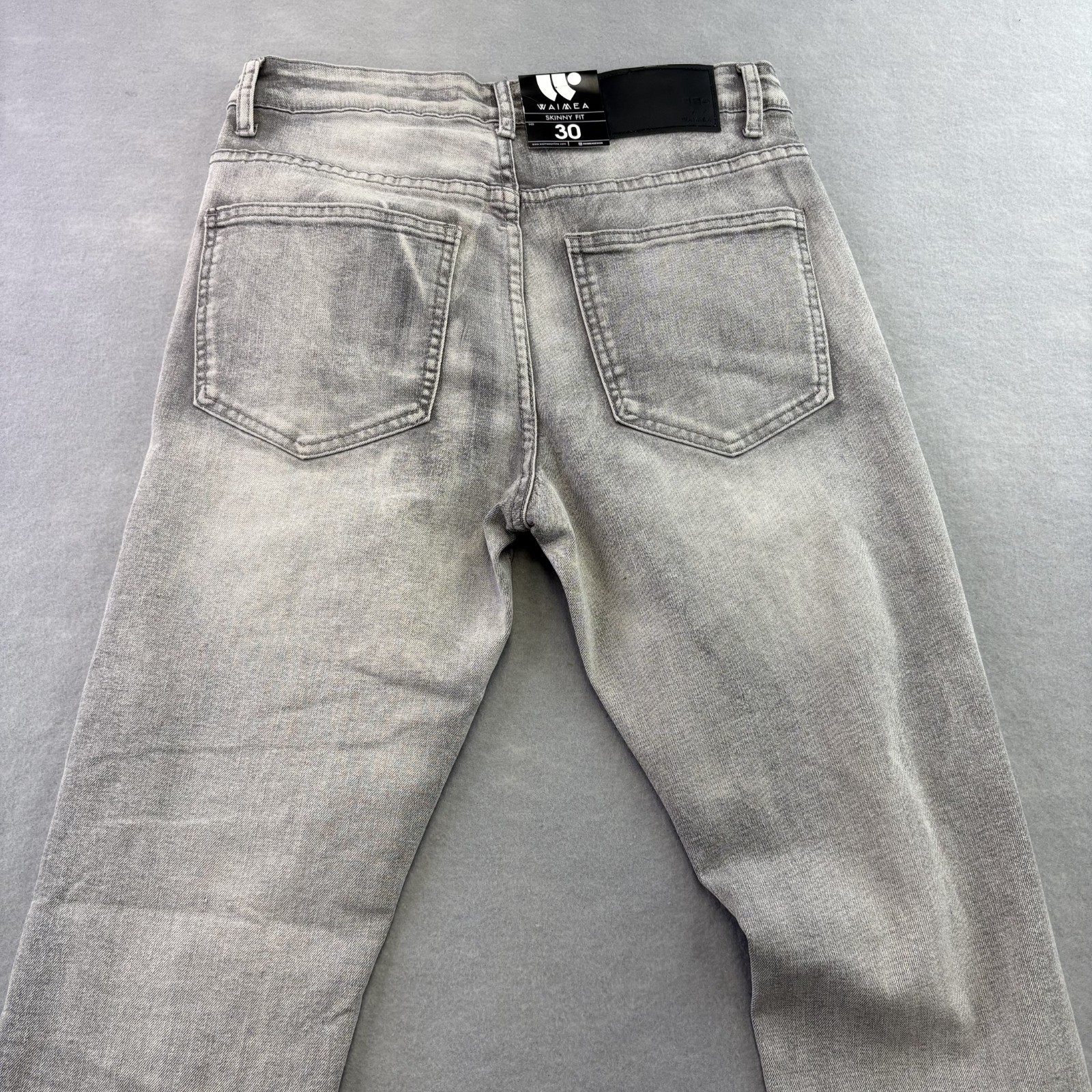 WAIMEA Denim Jeans Mens Size 30 Gray Skinny Fit Distressed Moto NWT