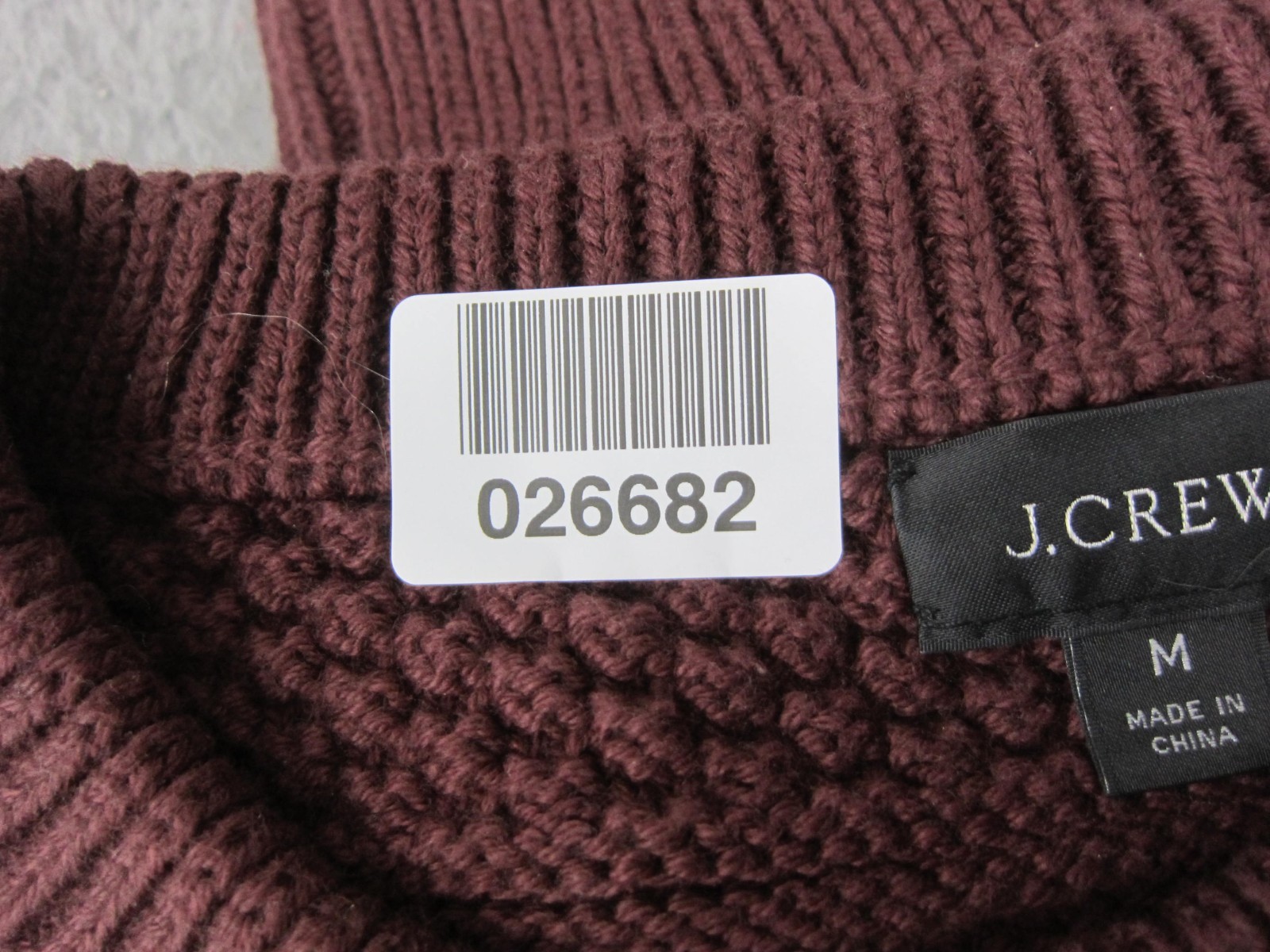 J.Crew Sweater Adult Medium Red Combination Guernsey Stitch Knit Cotton Mens