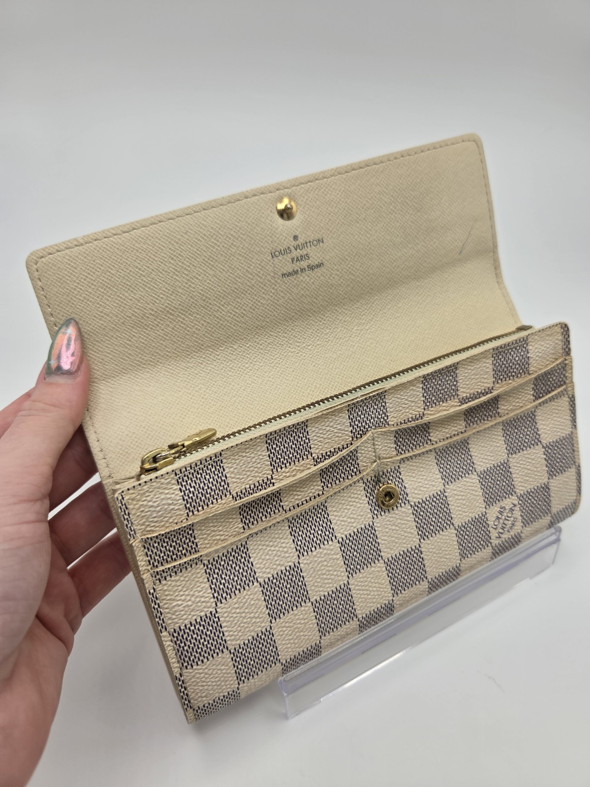 Louis Vuitton Damier Azur Sara Wallet W Box Dust Bag And COA