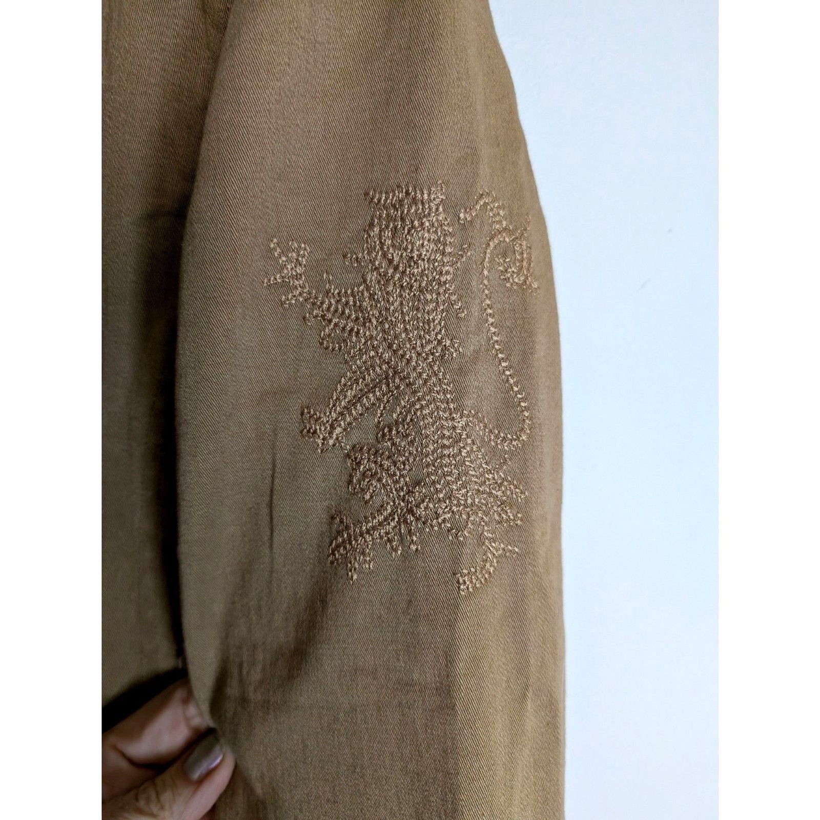 CERES USA NWT Belted Embroidered Crest Jacket Women’s Medium Cotton Blend