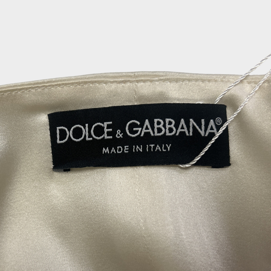 Dolce & Gabbana Cream Wool and Silk Waist Coat Top, size UK14