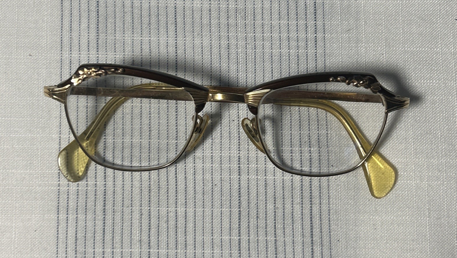 Vintage American Optical 1-10 12KGF 5-1/4 Horn Rim Glasses Made in USA