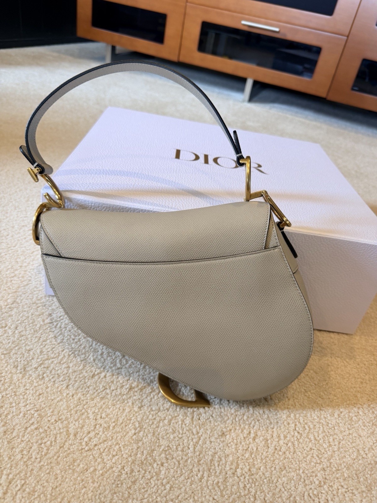 Dior Saddle Bag Medium Calfskin Leather Taupe