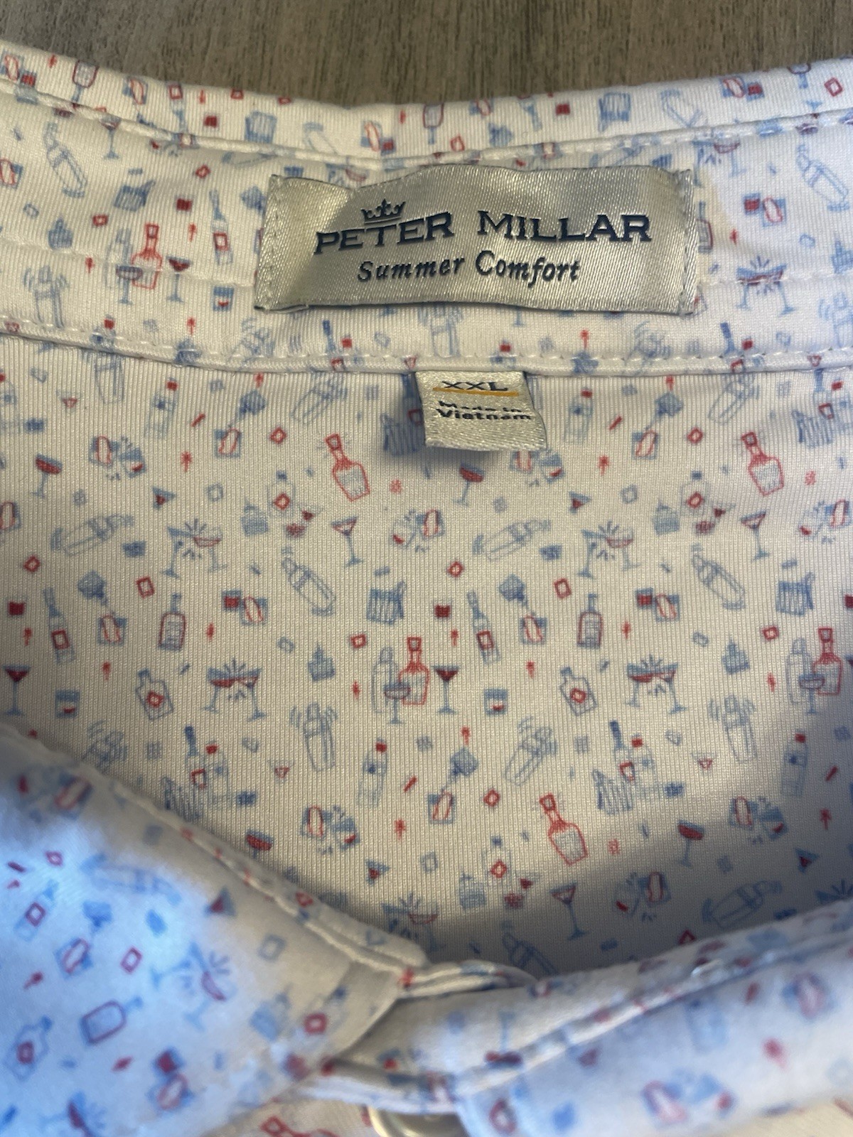 XXL Peter Millar “Summer Comfort” Performance Golf Polo –Patriotic Bar Theme