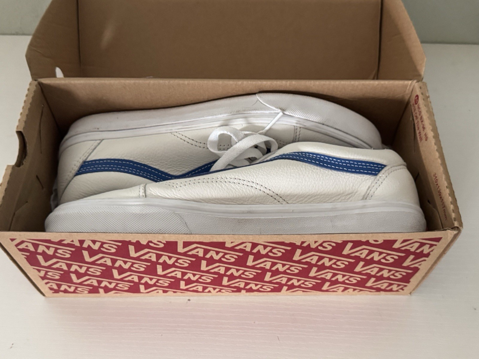 Vans Old Skool Leather Pop White Blue Sz 8.5 Men 10 Women VN0A5A092HK w/ Box
