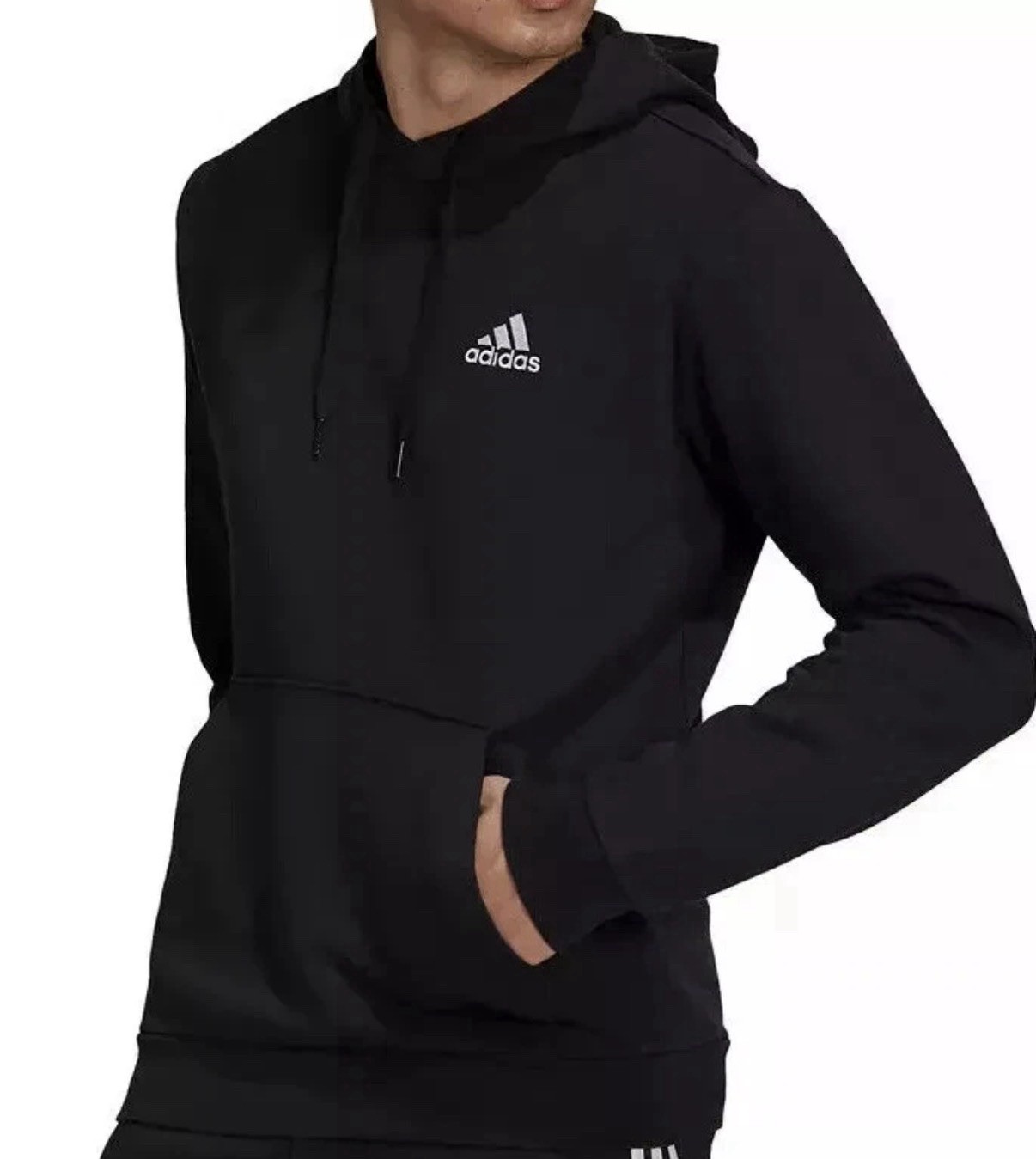 Adidas Men’s Black Feel Cozy Essentials Fleece Pullover Hoodie (GV5294) Mens M