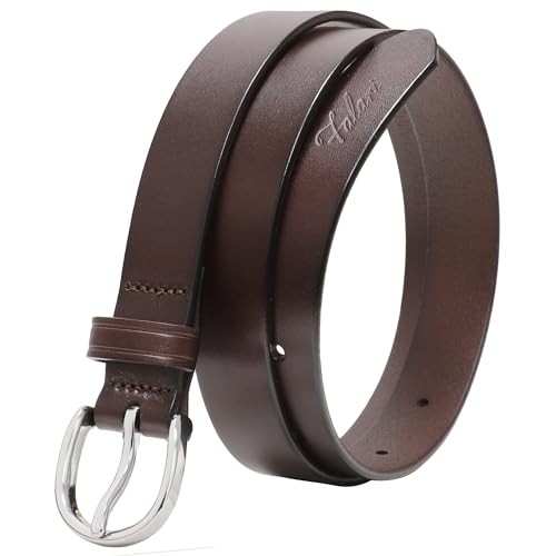 Women’s Belt, 1 Inch Width, Top Grain Leather, L: Fit Waist Size 36-38″ Brown