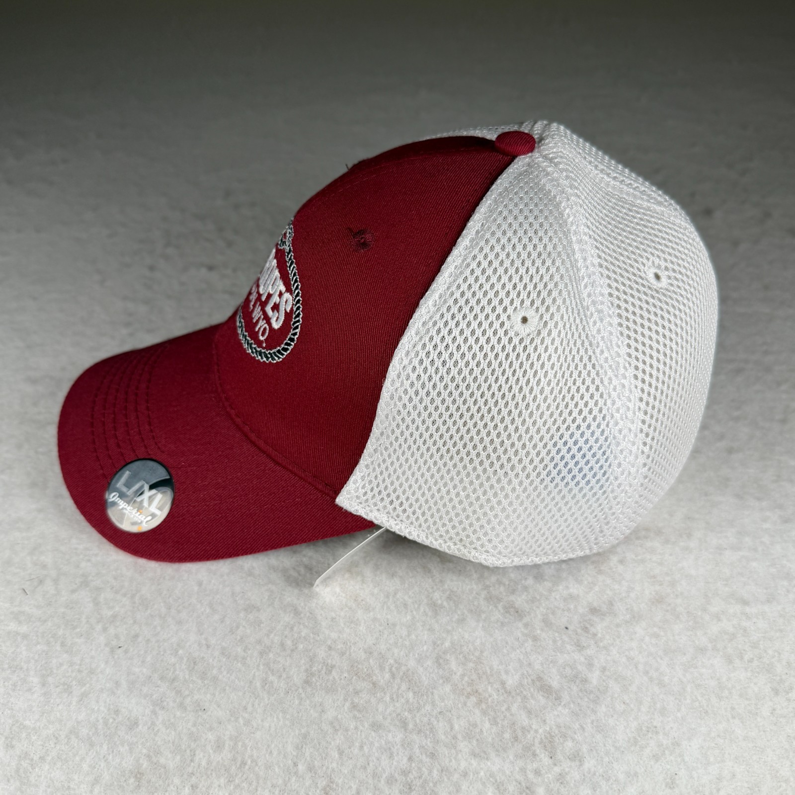 NWT King Ropes Sheridan Wyoming Hat Imperial Maroon White Mesh FitMax70 L/XL