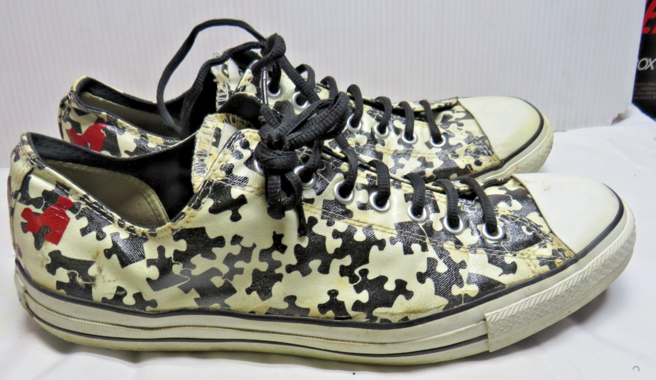 CONVERSE Black White ALL STAR puzzle pieces Sneakers Shoes men’s Size 13