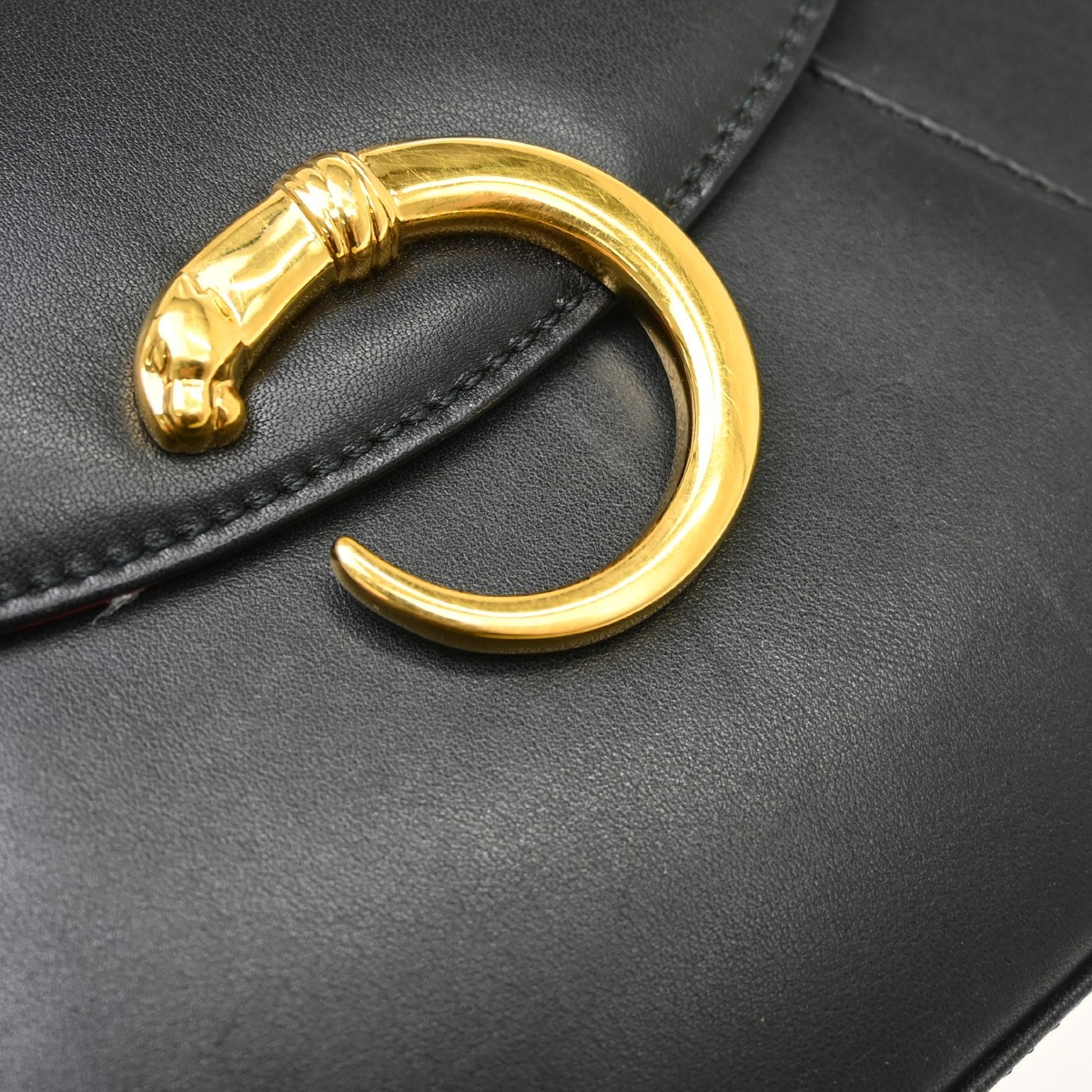 Cartier Black Leather Panthere Handbag 007401 NQ07510