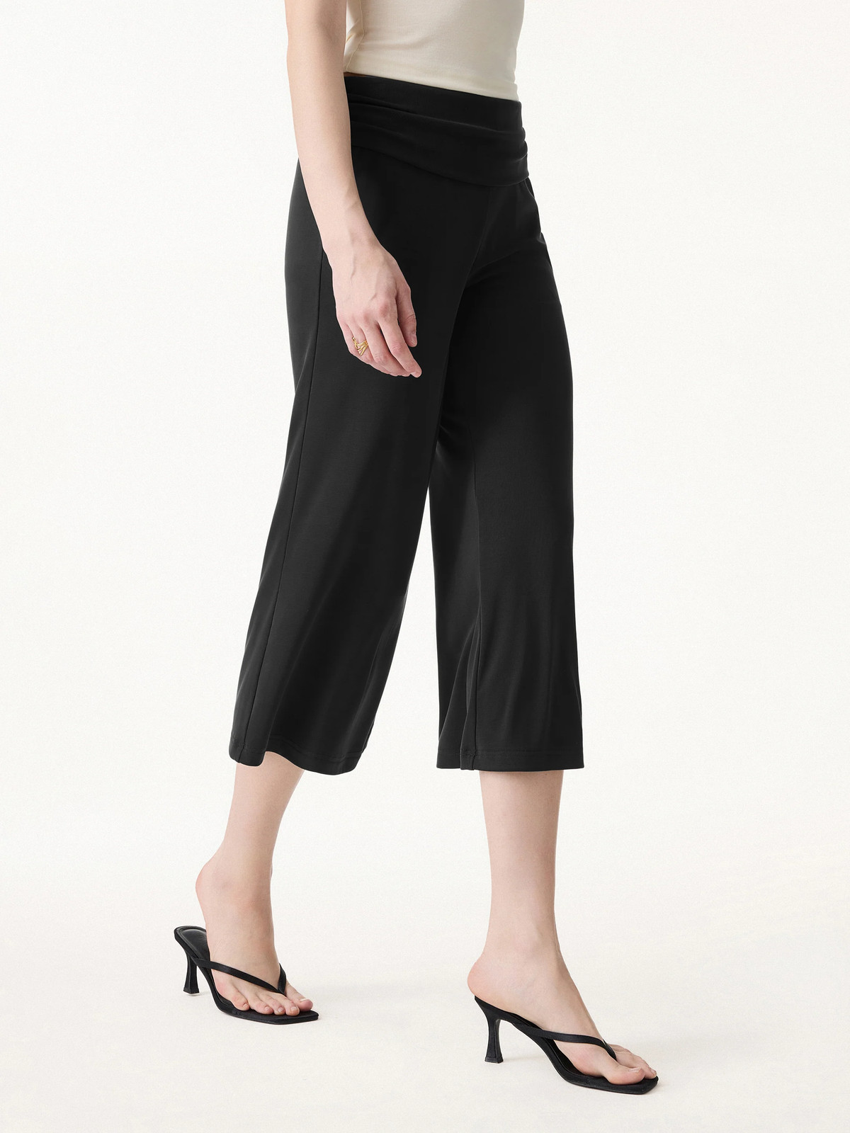 Sandwashed Modal Fold-Down Waist Flared Leg Pants