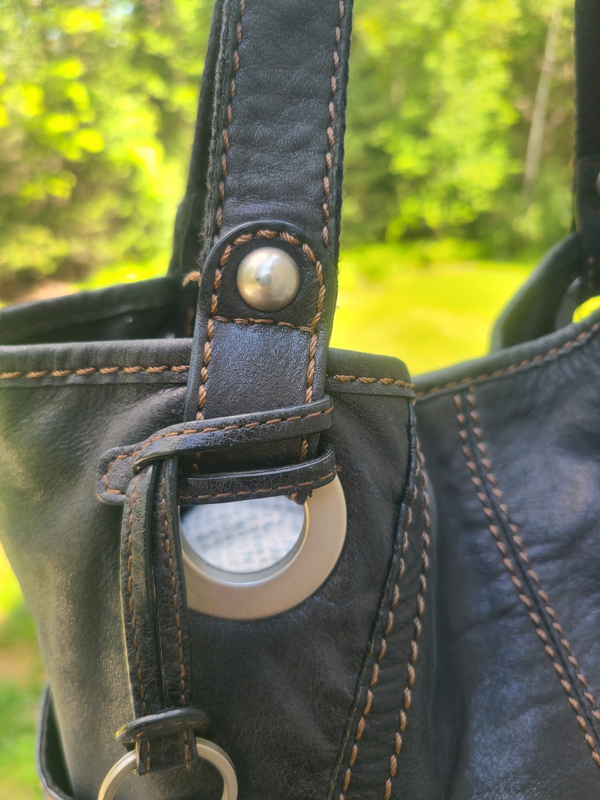 FOSSIL HATHAWAY Shoulder Bag Tote Satchel Purse Black Leather