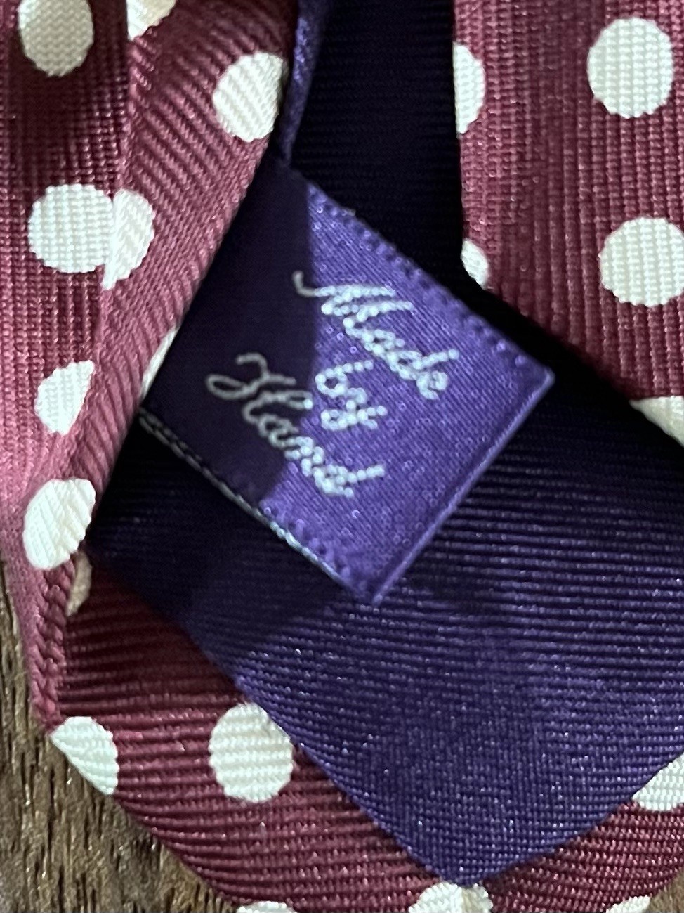 Vintage 90s Ralph Lauren Purple Label Silk Tie Polka Dot Made In England 3.5″