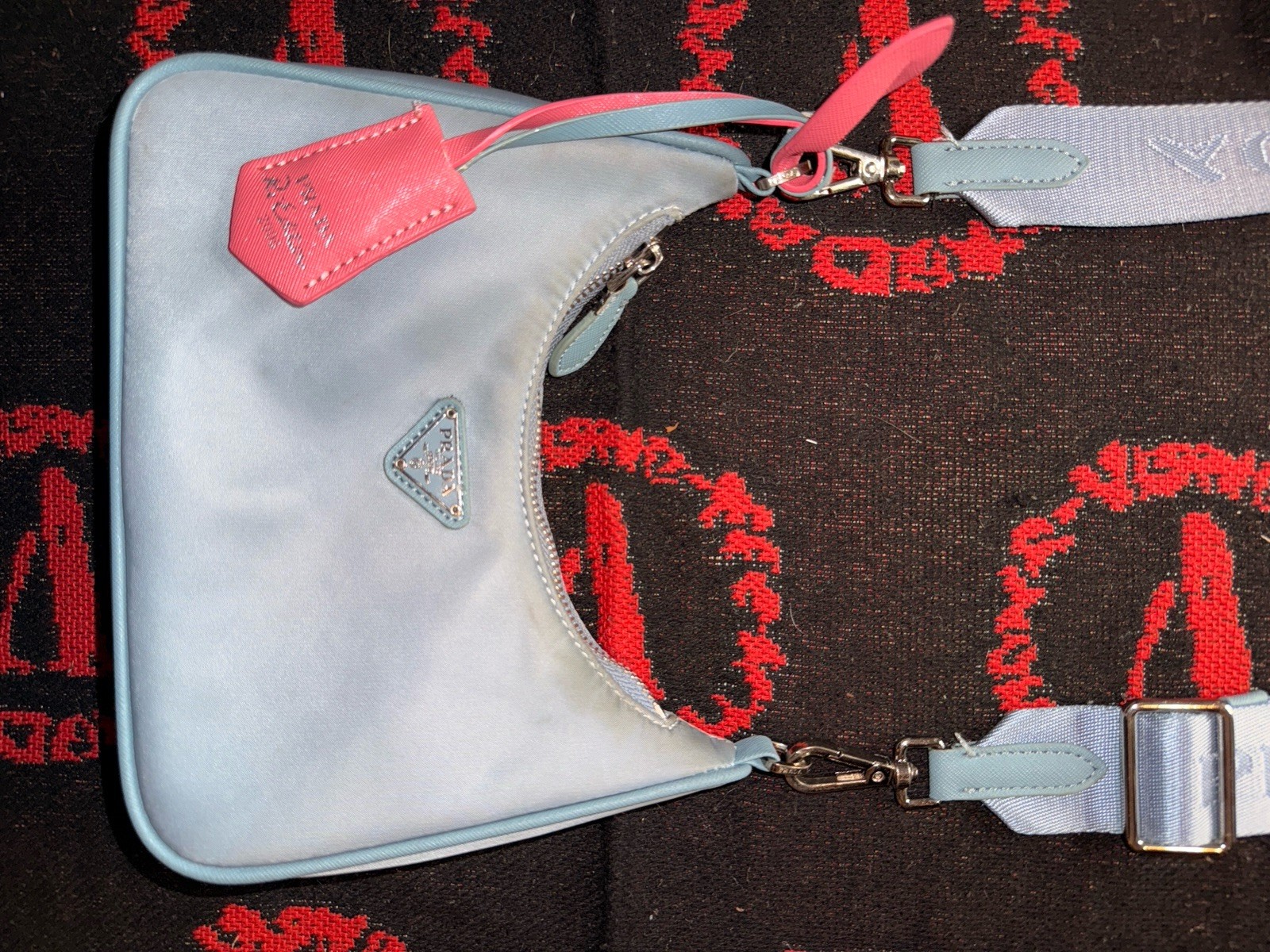 Prada Re-Edition 2005 Re-Nylon Bag Set Celeste Blue | Full 3-Piece Complete Set