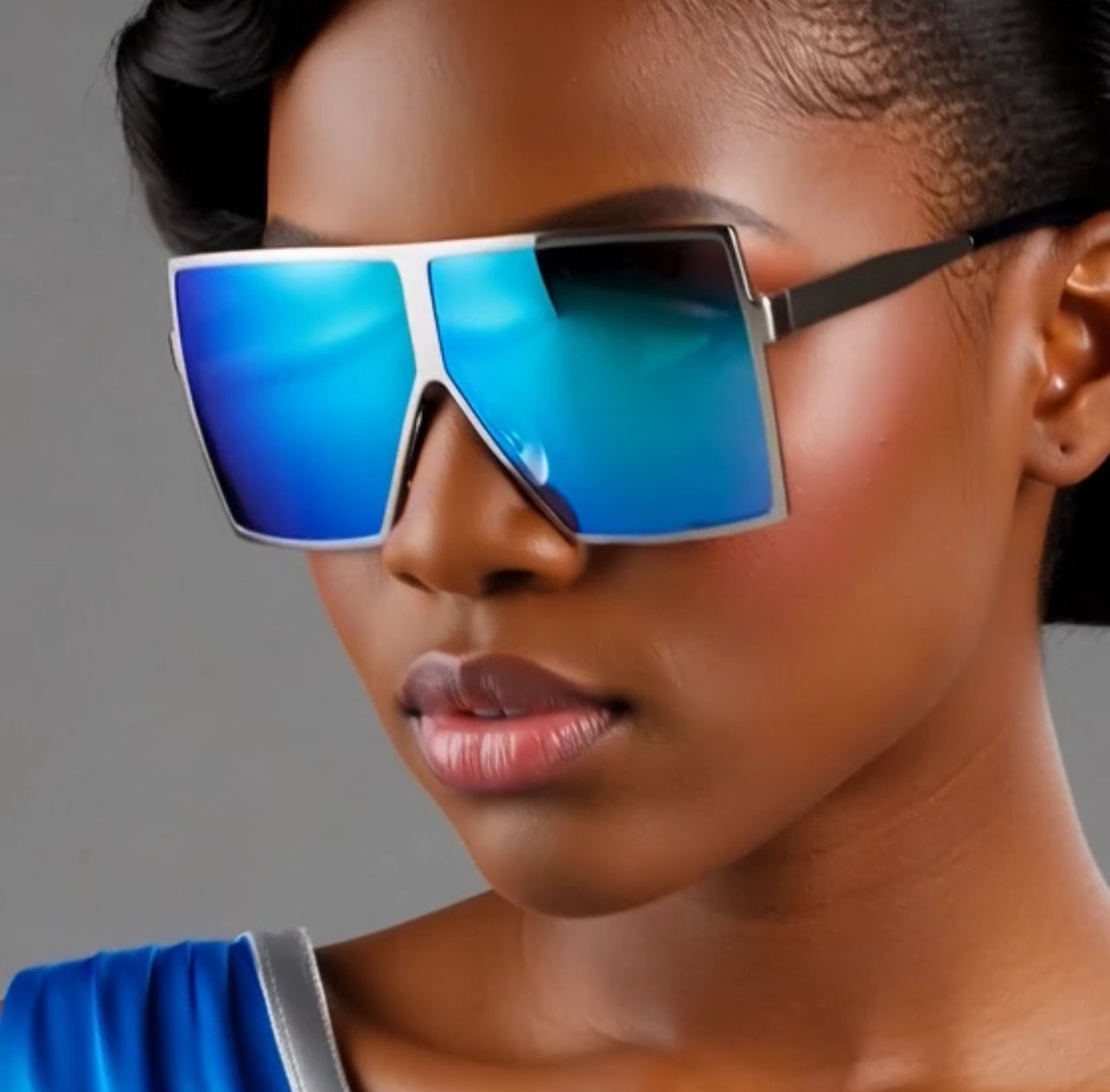 Sunglasses Flat Top Huge Big Oversized XXL Square Women “Lauren” Mirror SHADES