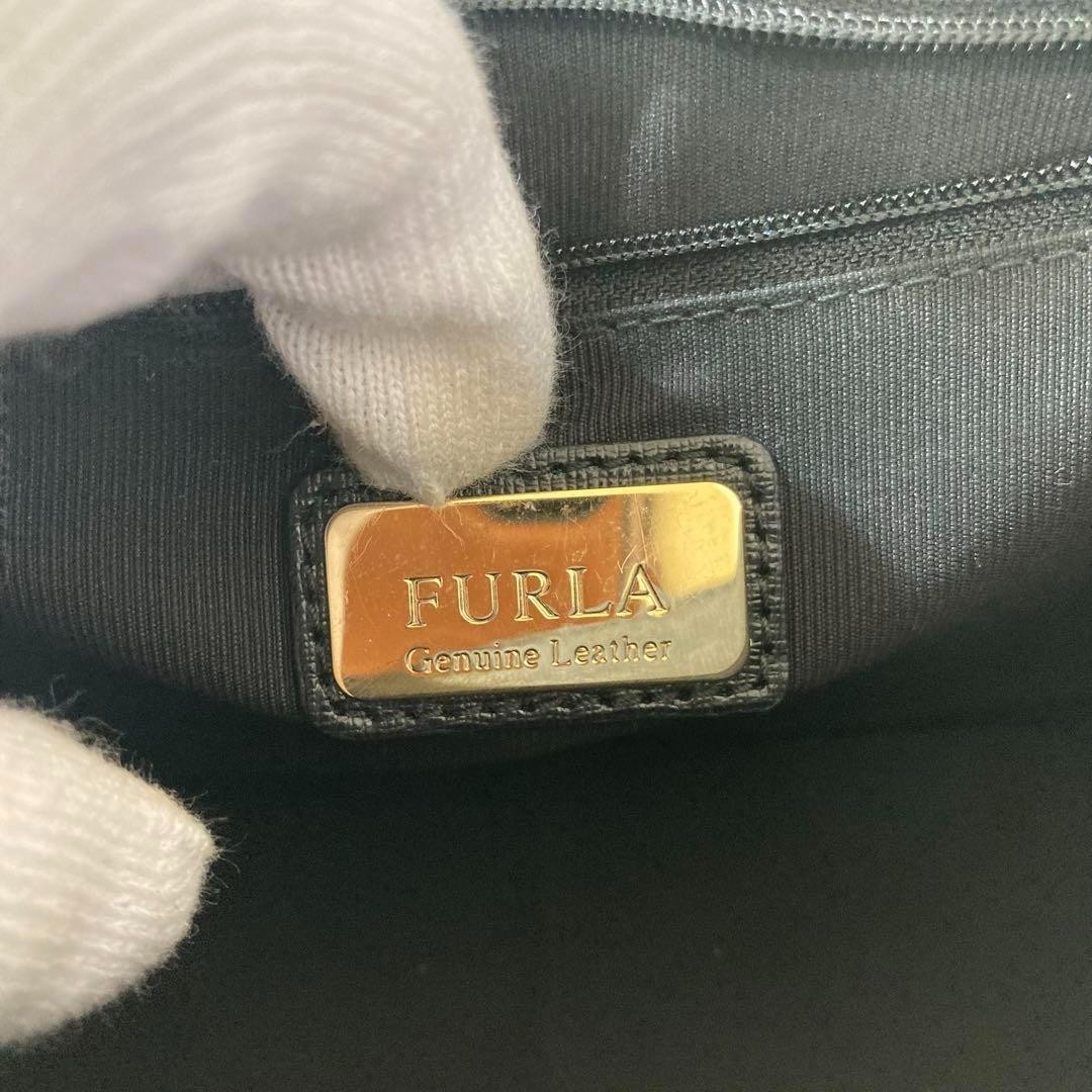 Furla 2way Handbag Shoulder Bag Black Japan Used Excellent Condition 0713773