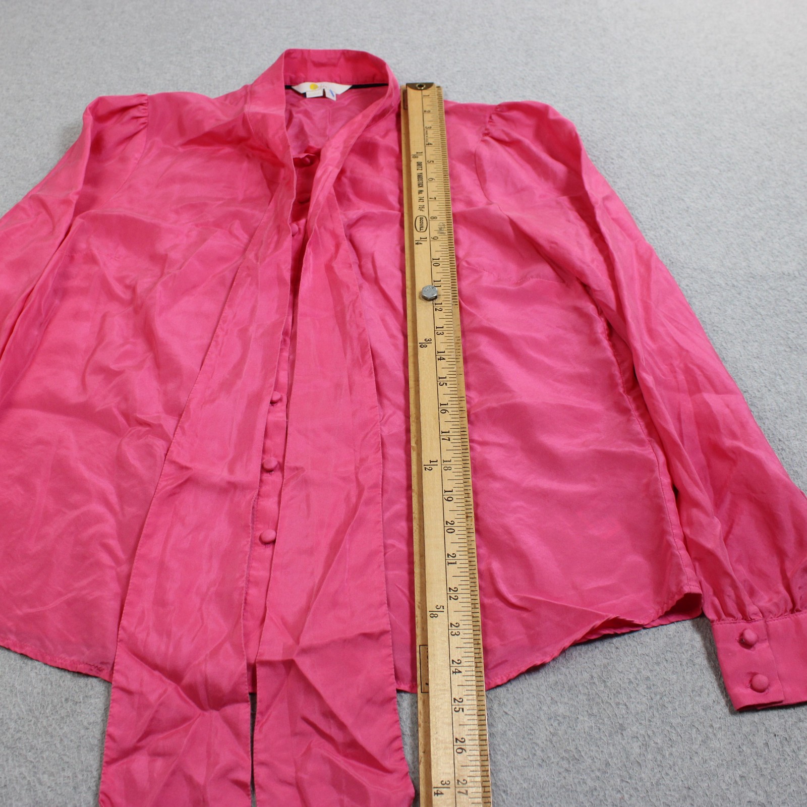Boden Silk Shirt Women 10 US 14 UK Pink Tie Neck Button Long Sleeve Office Twee