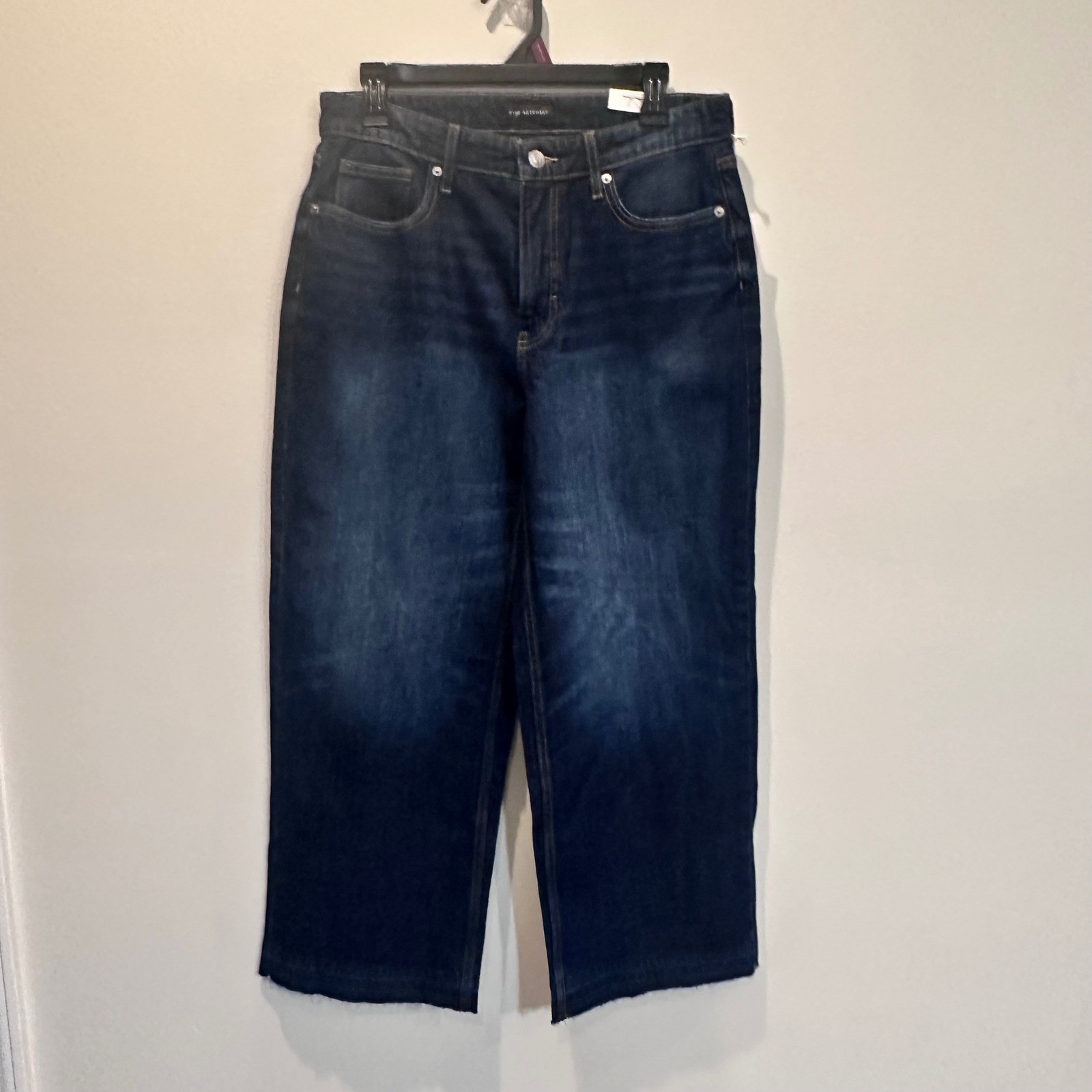 NWT Free Assembly Women Dark Indigo Wash Released Hem Wide Leg Jeans Size 8