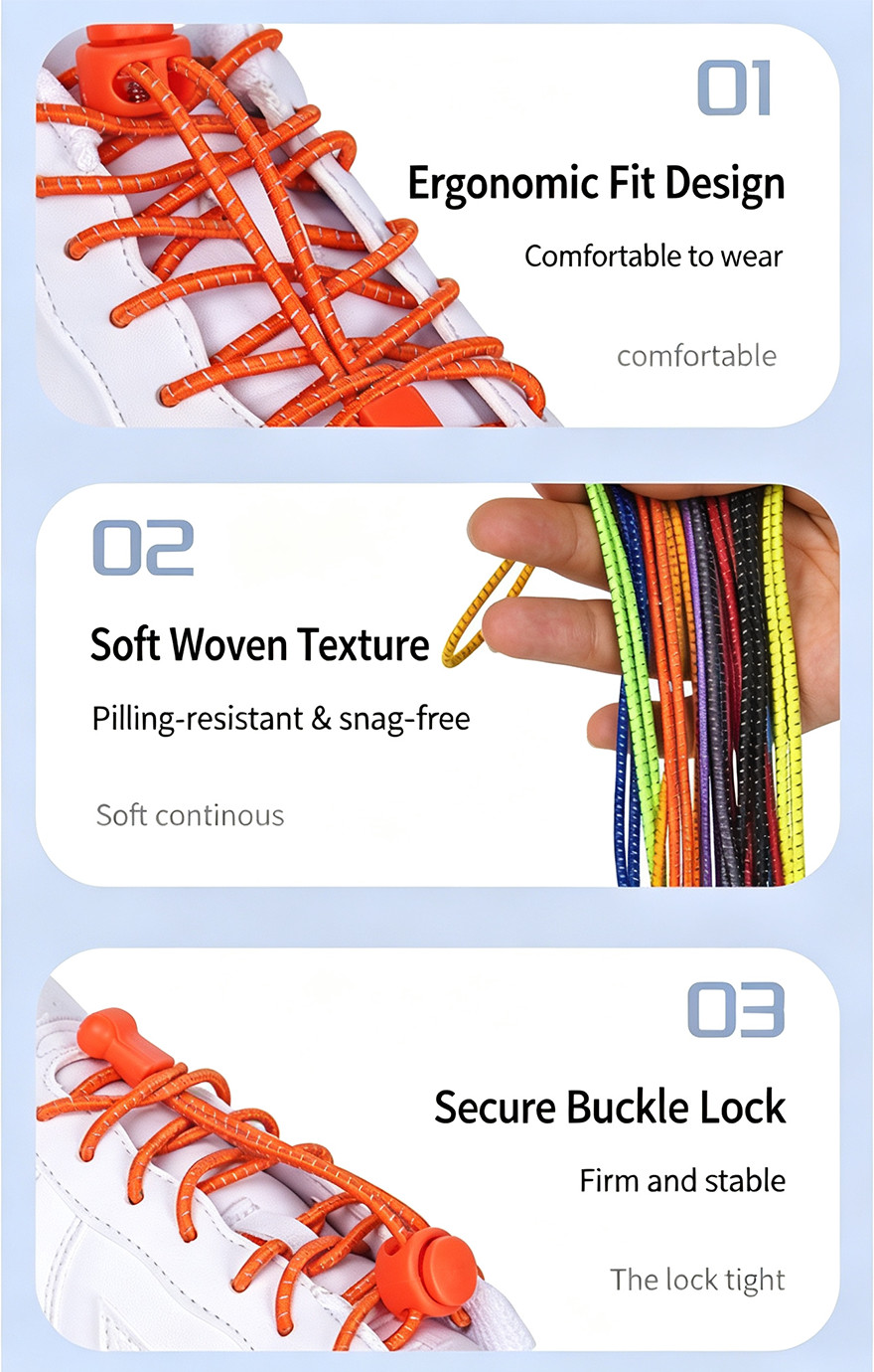 No Tie Elastic Shoelaces Lock Laces for Running Shoes Sneakers Lazy Shoe Laces